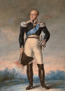 Porträt von Alexander I. von Russland, ca. 1819 - Aquarell - Fußporträt von Alexander I., Zar von Russland (1777-1825) - Anonymes Aquarell