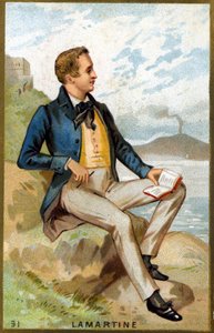 Porträt von Alfonso de Lamartine (1790 - 1869) französischer Dichter. Chromolithografie des 19. Jahrhunderts