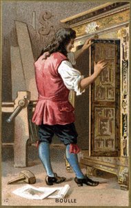 Porträt von André Charles Boulle (1642 - 1732) französischer Kunsttischler. Chromolithografie des 19. Jahrhunderts