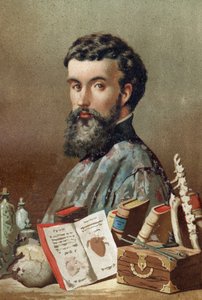 Porträt von André Vésale (1514-1564), niederländischer Anatom (In Latein: Andrea Vesalius, in Niederländisch: Andries Van Wesel) aus „La Ciencia y sus Hombres“ von Louis Figuier. Barcelona 1881.