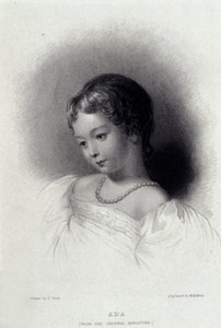 Porträt von Augusta Ada Byron (1815-1852), die Anna Lovelace wurde, Tochter des Dichters George Gordon Byron. Gravur des 19. Jahrhunderts von Unknown artist