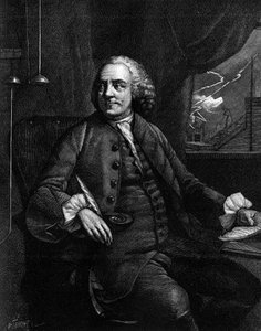 Porträt von Benjamin Franklin (1706-1790), amerikanischer Philosoph, Physiker und Botschafter. (Nach einer alten Gravur). Gravur in „La Nature: revue des sciences et de leurs applications aux arts et a l