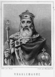 Porträt von Karl dem Großen (742 - 814), König von Frankreich - in „Histoire des Français“ von Lavallée, Gravur, sd