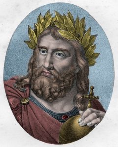Porträt von Karl dem Großen (742-814), König der Franken (Stich)