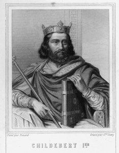 Porträt von Childebert I. (ca. 495-558), König von Paris - in „Histoire des Français“ von Lavallée, Gravur, undatiert.