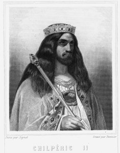 Porträt von Childeric III (v. 670 - 721), König von Neustrien - in „Histoire des Français“ von Lavallée, Gravur von Unknown artist