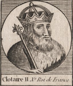 Porträt von Clothaire II. (584 - 628), König von Neustrien und König der Franken - Clotaire oder Chlotar II. (gest. 629) König der Franken - Gravur aus „Instruction sur l