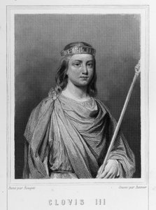 Porträt von Chlodwig III (? - 695), König von Austrasien - in „Histoire des Français“ von Lavallée, Gravur, sd