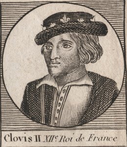 Porträt von Chlodwig II., König der Franken (ca. 633-657) - Chlodwig II. (ca. 634-657), merowingischer fränkischer König von Neustrien und Burgund (639-657) - Gravur aus „Unterricht über die Geschichte Frankreichs“ von Charles Constant Le Tellier 1821 von Unknown artist