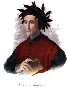 Porträt von Dante (1265-1321), italienischer Dichter, Gravur des 19. Jahrhunderts