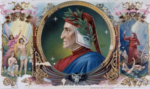 Porträt von Dante - Zigarrenkistenetikett, späte 19. Jahrhundert von Unknown artist
