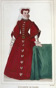 Porträt von Elisabeth von Frankreich 1545 - 1568 Tochter von Heinrich II. und Katharina von Medici. Gravur von 1830
