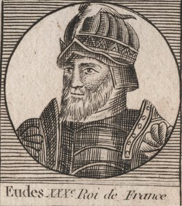 Porträt von Eudes (Odon) (ca. 860 - 898), Graf von Paris und Troyes, dann König von Frankreich - EUDES, Graf von Paris, gewählt zum französischen Thron nach der Absetzung von Karl dem Kaiser - Gravur aus „Unterricht über die Geschichte Frankreichs“ von Cha von Unknown artist