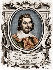 Porträt von Evangelista Torricelli oder Toricelli (1608-1647), italienischer Physiker. Gravur aus dem 17. Jahrhundert von Unknown artist