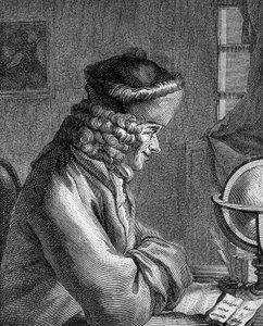 Porträt von François Marie Arouet, genannt Voltaire (1694 - 1778) im Château de Ferney, 1764 von Unknown artist