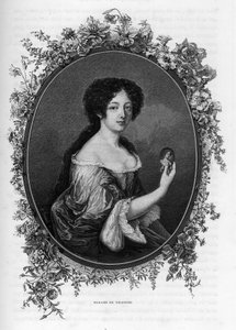 Porträt von Gabrielle de Rochechouart de Mortemart, Marquise de Thianges (1633-1693), französische Aristokratin - Gravur von 1862 in „Die Königinnen der Welt“ von unseren ersten Schriftstellern. Buch veröffentlicht unter der Leitung von J. G. D. Armengaud