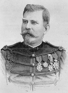 Porträt von General Joseph Joffre (1852 - 1931). Gravur aus dem späten 19. Jahrhundert in „Histoire de France“ von H. Martin von Unknown artist