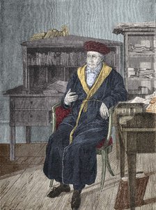 Porträt von Georg Wilhelm Friedrich Hegel in seinem Büro, deutscher Philosoph.