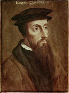 Porträt von Jean Calvin (Jean Cauvin) französischer Reformator und Schriftsteller (1509-1564)