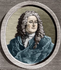 Porträt von John Law (1671 - 1729), schottischer Finanzier, der 1720 den Bankrott verursachte (Ereignis der Quincampoix-Straße)