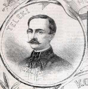 Porträt von László Teleki (1811-1861), ungarischer Schriftsteller und Politiker - Gravur in „The Illustrous World“