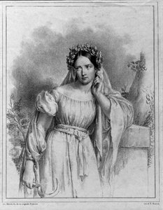 Porträt von Maria Garcia, genannt die Malibran (1808-1836), Sängerin in „Norma“ von Bellini
