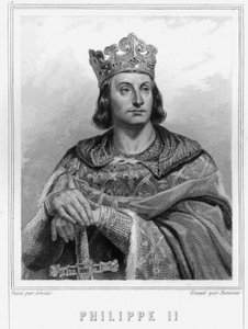 Porträt von Philipp II. genannt Philippe Auguste (1165-1223), König von Frankreich - in „Histoire des Français“ von Lavallée, Gravur, sd