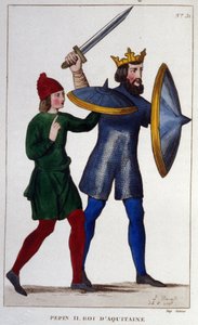 Porträt von Pippin II (823 - 864), König von Aquitanien. Gravur von 1830