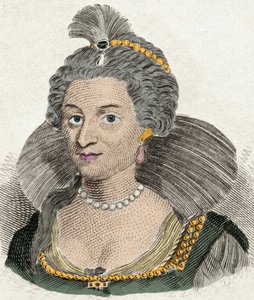 Porträt von Königin Anne von Dänemark, Königin von England (1574-1619), Ehefrau von König James I. von England (1566-1625). Gravur des 19. Jahrhunderts von Unknown artist