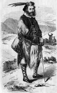 Porträt von Roualeyn George Gordon Cumming (1820-1866), schottischer Reisender und Löwenjäger. Gravur von Linton in „Die illustre Welt“ Nr. 56 vom 8. Mai 1858.