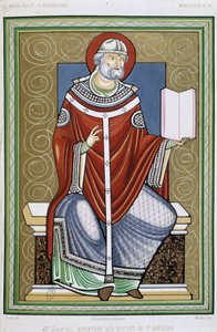 Porträt des Heiligen Gregor, Chromo des 19. Jahrhunderts nach einer Miniatur der Episteln des Heiligen Gregor von Unknown artist