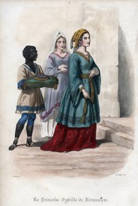 Porträt von Sibylla von Jerusalem (Jerusalem Sibylle) (ca. 1160-1190), Prinzessin und dann Königin von Jerusalem. Gravur von 1842 in „Histoire des popes“ von Maurice Lachatre. Private Sammlung. von Unknown artist