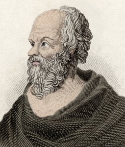 Porträt von Sokrates (470-399 v. Chr.), griechischer Philosoph. Gravur des 19. Jahrhunderts von Unknown artist