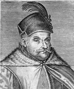 Porträt von Stephan I. Báthory (1533-1586), Fürst von Siebenbürgen und König von Polen. Gravur des 16. Jahrhunderts