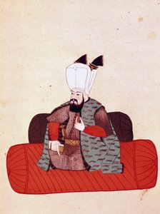 Porträt von Sultan Amurat III. (1574-1595) Miniatur aus einem Manuskript Cicogna des 19. Jahrhunderts (1828) nach einem Original des 17. Jahrhunderts (1671)