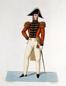 Porträt eines Ehrenritters von Cape und Schwert der Päpstlichen Armee. Gravur aus dem 19. Jahrhundert.
