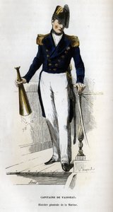 Porträt eines Schiffskapitäns. In „Allgemeine Geschichte der Marine“ von Van Tenac. von Unknown artist