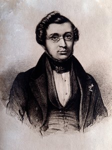 Porträt des englischen Komponisten Adolphe Adam (1803-1856). Gravur. 19. Jahrhundert Bologna, Civico Museo Bibliografico