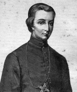 Porträt des „Seligen Pierre-Louis-Marie Chanel, Marist, Erster Märtyrer Ozeaniens (1803 - 1841) - in „Les Contemporains“, n.d. Ende 19. Jahrhundert von Unknown artist