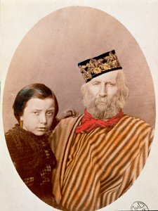 Porträt des italienischen Patrioten und Helden des Risorgimento Giuseppe Garibaldi (1807-1882) mit seiner Tochter Clelia (1867-1959) von Unknown artist