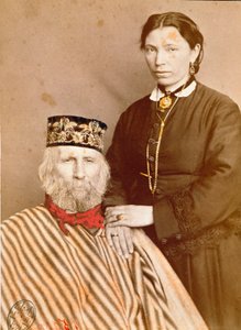 Porträt des italienischen Patrioten und Helden des Risorgimento Giuseppe Garibaldi (1807-1882) mit seiner dritten Frau Francesca Armosino von Unknown artist