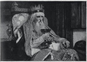Porträt des Königs von Thule nach einem Gemälde von Van der Ouderaa. Gravur in „Le sun-du-dimanche“