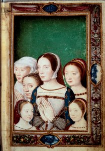 Porträts der Töchter von Franz I. und seiner beiden Ehefrauen. Miniatur im „Buch der Stunden“ von Unknown artist