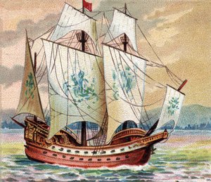 Portugiesische Karacke - Darstellung einer Karacke der portugiesischen Flotte Ende des 15. Jahrhunderts