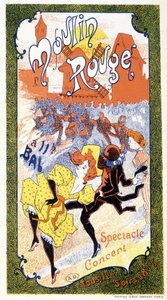 Plakat, das die „Konzerte“ ankündigt, die jeden Abend im Moulin Rouge, Paris, stattfinden von Unknown artist