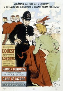 Plakat der Westbahn und Paris-London-Bahn, von Grun