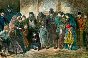 Armut in London vor der Tür eines Obdachlosenheims von Unknown artist