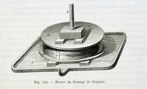 Presse für Gruyère - in „Die Wunder der Industrie“ von Louis Figuier