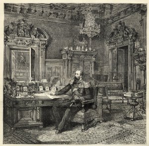 Prinz Alexander von Bulgarien (1857-1893), in seinem Arbeitszimmer - Alexander von Battenberg - Porträt von Alexander I. von Bulgarien oder Alexander von Battenberg (1857-1893) in seinem Arbeitszimmer - 1886 -