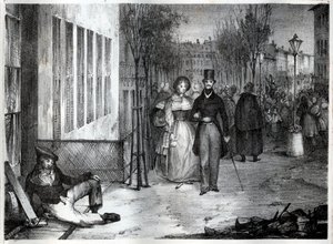 Spaziergang auf den Boulevards in Paris im 19. Jahrhundert - Gravur von Unknown artist